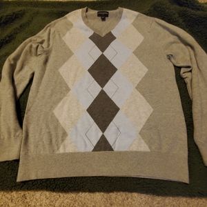 Banana Republic Men's 100%COTTON V Neck Argyle Sweater